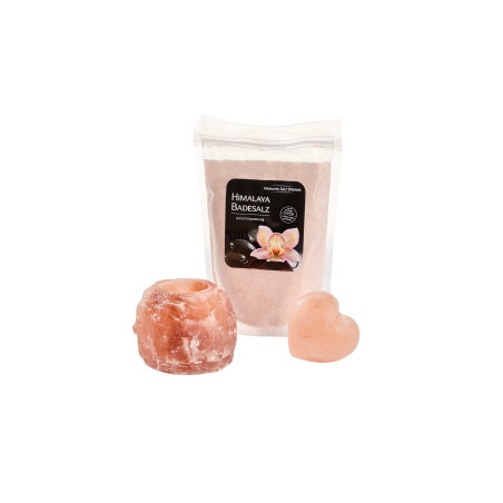 Wellness‑Set: Badesalz, Teelichthalter & Salzseife – Naturpflege