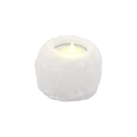 Teelichthalter ROCK White Line | Weißer Salzkristall 400 g