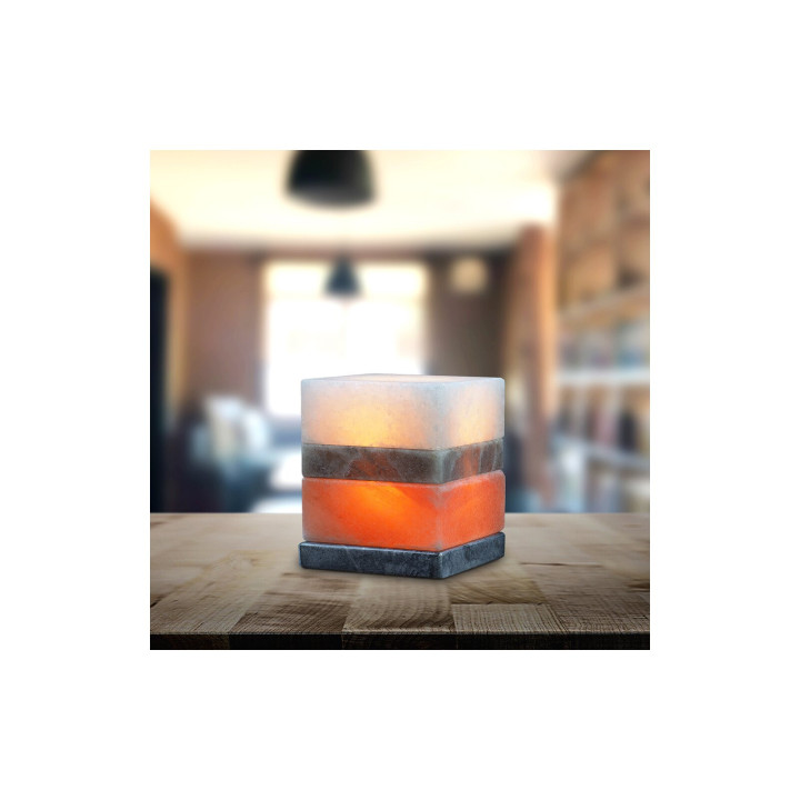 Salzkristall KUBUS Multicolor 5–6 kg mit Marmorsockel