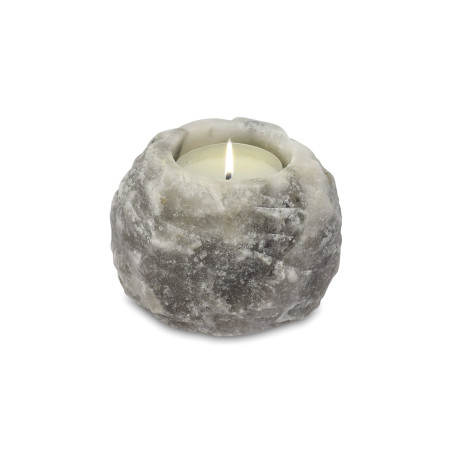 Teelichthalter ROCK Grey Line | Grauer Salzkristall 8 cm