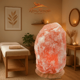 Stimmungsbild Salzkristall mit Holzsockel