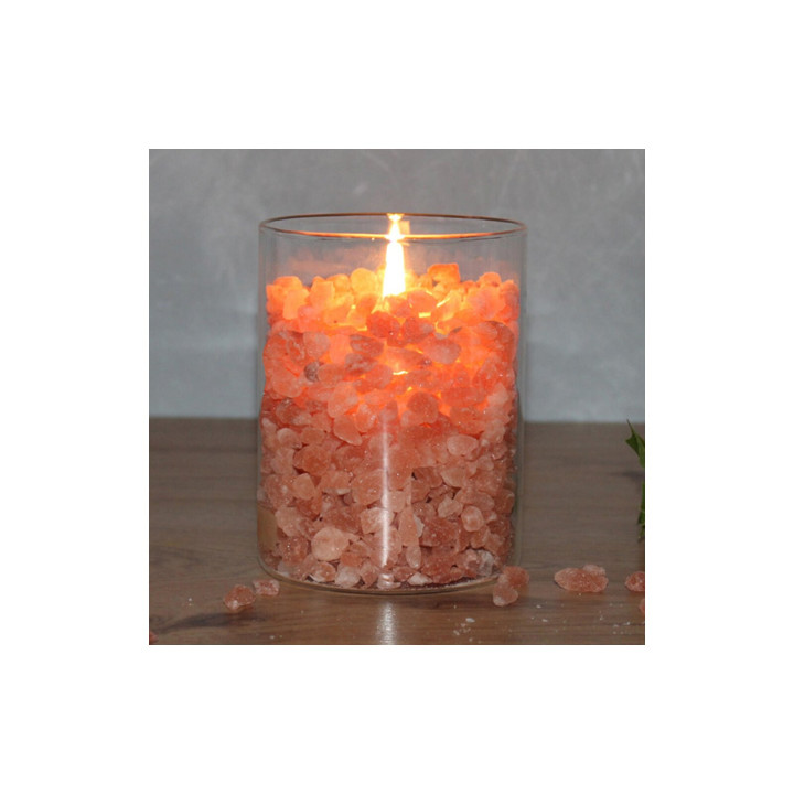 FEUER im GLAS klein – Salzkristall & Palmwachskerze