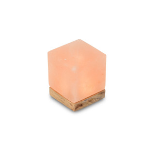 USB‑KUBUS Salzkristall – 7×7×9 cm mit Holzsockel