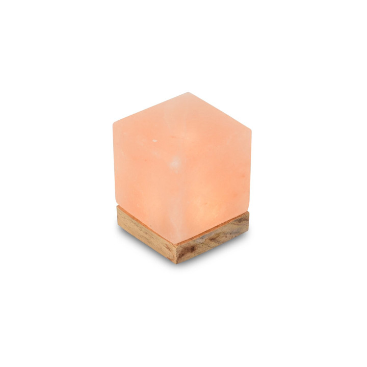 USB‑KUBUS Salzkristall – 7×7×9 cm mit Holzsockel
