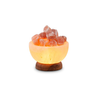 USB Salzschale PETITE RUND 9 cm – LED Deko mit Holzsockel