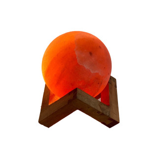 USB Salzkristall‑Planet auf 3D‑Holzsockel – LED Deko