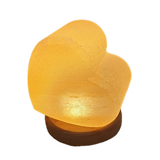 USB Salzkristall‑Herz 9 cm mit Holzsockel – LED Deko