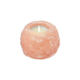 Salzkristall Teelichthalter ROCK 400 g – Natur & warmes Licht