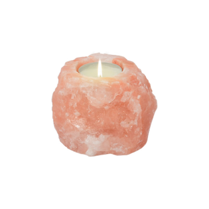 Salzkristall Teelichthalter ROCK 500 g – warmes Naturlicht