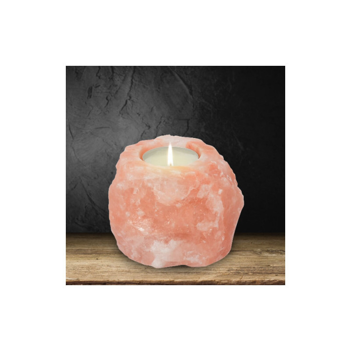Salzkristall Teelichthalter ROCK 500 g – warmes Naturlicht